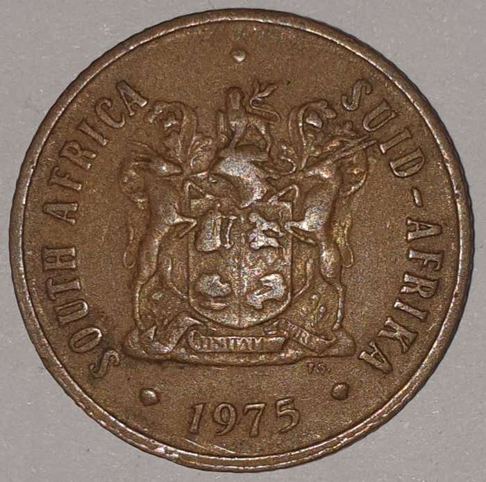 1975 - 2 CENT COIN (TWO CENT COIN) - RSA - BRONZE - KM#83 - BILINGUAL LEGEND - WILDEBEEST